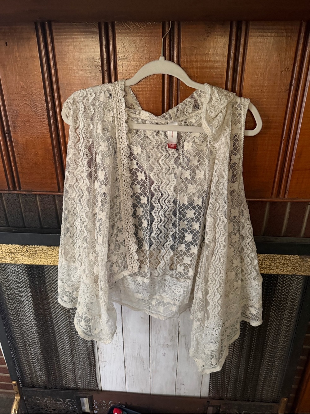 Lace Open-Front Sleeveless Vest - White